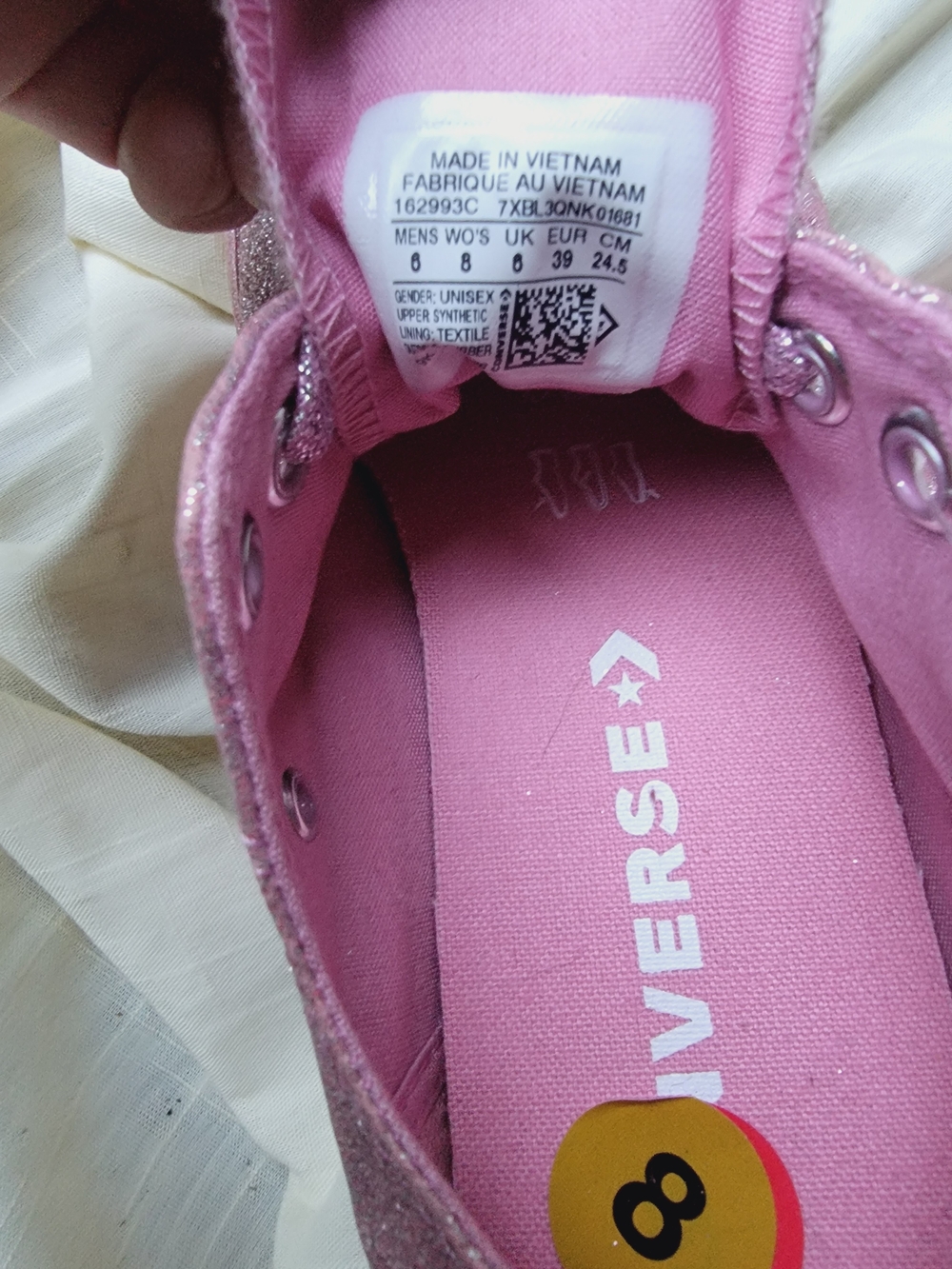 Converse Pink Glitter Low-Top Sneakers Chucks Kicks Nwob Pls See All Pics - Picture 8 of 14